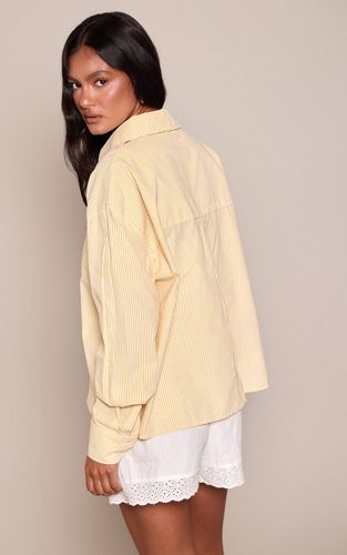 Yellow Chemise Boxy En Coton À Fines Rayures | Taille 32 - PrettyLittleThing - Modalova