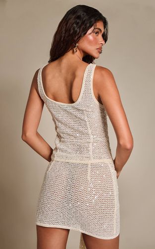 Almond Haut Col Rond À Sequins Texturés Ensemble Coordonné | Taille 36 - PrettyLittleThing - Modalova