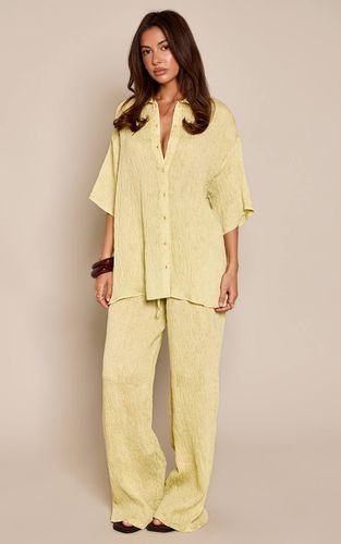 Pale Lime Pantalon Large Texturé Tissé À Cordon De Serrage Ensemble Coordonné | Taille 32 - PrettyLittleThing - Modalova