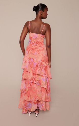 Robe Longue À Imprimé Floral Avec Ourlet À Volants | Taille 42 - PrettyLittleThing - Modalova