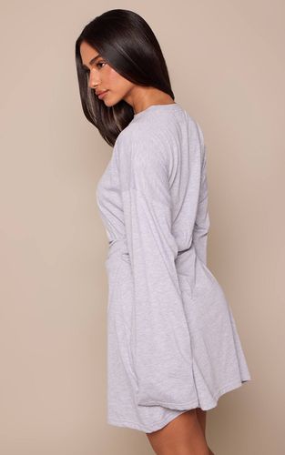 Grey Marl Robe Mini En Jersey À Manches Longues Avec Fronces Latérales Petite | Taille 32 - PrettyLittleThing - Modalova