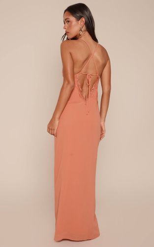 Robe Longue Abricot Dos Nu Avec Détail En Dentelle | Taille 42 - PrettyLittleThing - Modalova