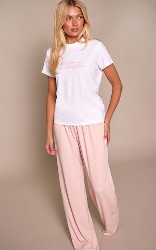 Baby Pink Haut De Pyjama Ajusté Et Pantalon À Slogan | Taille XS - PrettyLittleThing - Modalova