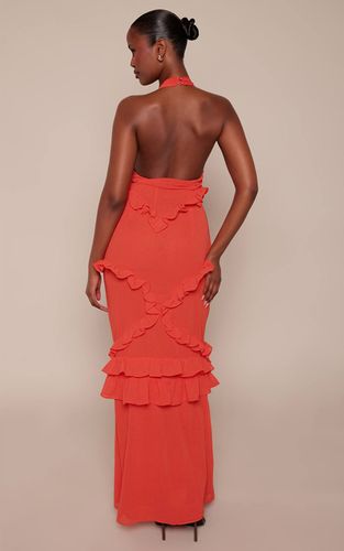 Robe Longue Dos Nu À Volants Et Col Licou | Taille 42 - PrettyLittleThing - Modalova