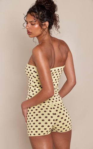 Yellow Haut Bandeau En Maille À Pois | Taille Medium - PrettyLittleThing - Modalova