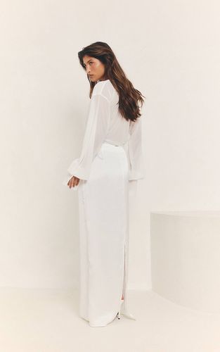 Soft Grey Jupe Longue Satinée Plissée Blanche | Taille 42 - PrettyLittleThing - Modalova