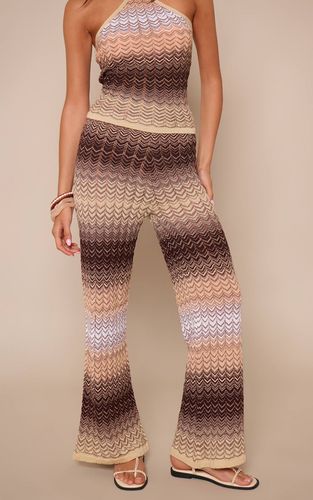 Pantalon Large En Maille Chevron Avec Cordon De Serrage | Taille XS - PrettyLittleThing - Modalova