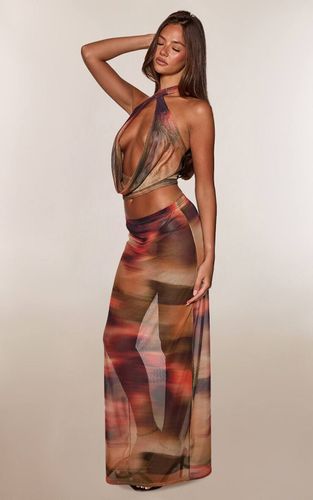 Jupe Longue En Mesh À Imprimé Abstrait Ensemble Coordonné | Taille 42 - PrettyLittleThing - Modalova