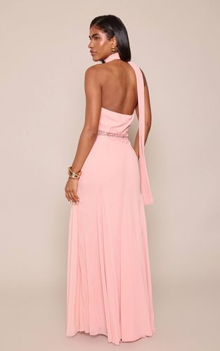 Baby Pink Robe Longue Évasée À Godets Avec Détails En Dentelle Tissée | Taille 42 - PrettyLittleThing - Modalova