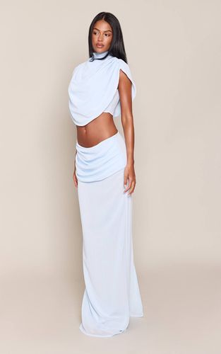 Baby Blue Jupe Longue Plissée Drapée En Mousseline Co-ord Tall | Taille 44 - PrettyLittleThing - Modalova