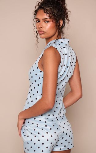 Baby Blue Ensemble Haut À Col À Pois | Taille 42 - PrettyLittleThing - Modalova