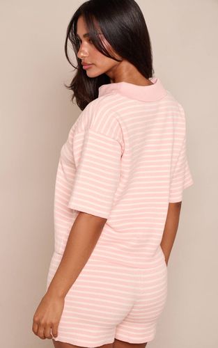 Baby Pink Haut Oversize À Col Et Rayures En Maille Petite | Taille XS - PrettyLittleThing - Modalova