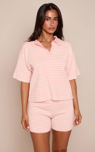 Baby Pink Short Ajusté En Maille À Rayures Petite | Taille Small - PrettyLittleThing - Modalova