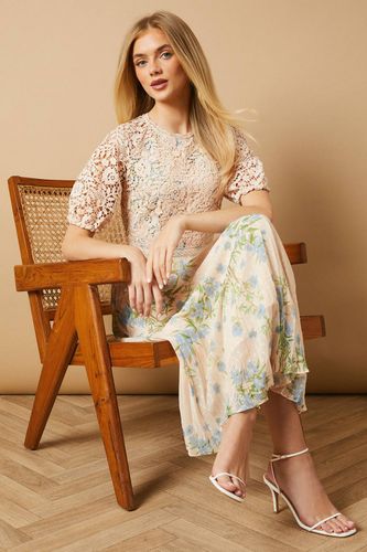 Robe Midi Plissée À Corsage En Dentelle Florale D'occasion | Taille 42 - Oasis - Modalova