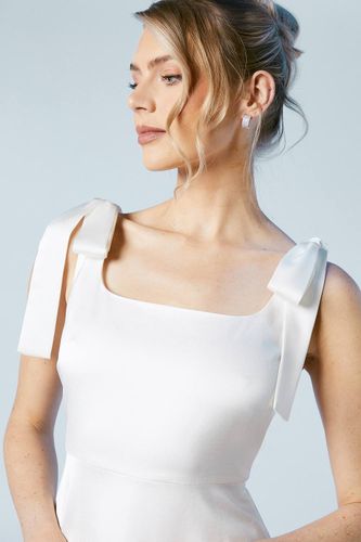 Robe de Mariée Mini en Satin à Bretelles Nouées | Taille 42 - Oasis - Modalova