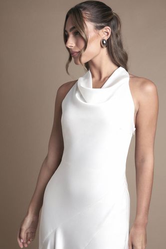 Robe de Mariée Maxi en Satin à Col Bénitier et Dos Nu | Taille 12 - Oasis - Modalova