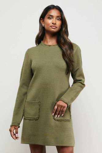 Robe Mini Col Rond à Détails Franges | Taille 34 - Oasis - Modalova