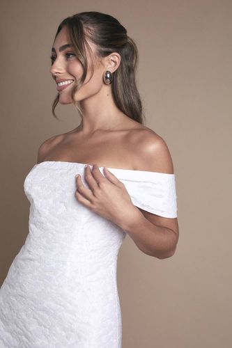 Robe de Mariée Courte Jacquard à Épaules Dénudées | Taille 44 - Oasis - Modalova