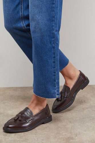 Mocassins Bunny en Cuir Véritable avec Détails Richelieu et Pompons | Taille 8 - Oasis - Modalova