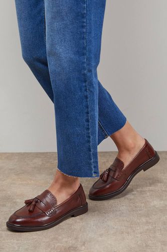 Mocassins Bunny en Cuir Véritable avec Détails Richelieu et Pompons | Taille 39 - Oasis - Modalova