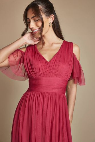 Robe Maxi De Demoiselle D'honneur En Mesh À Épaules Dénudées | Taille 46 - Oasis - Modalova