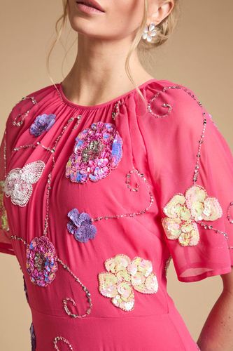 Robe Longue Ornée À Manches Évasées Effet Spectaculaire | Taille 46 - Oasis - Modalova