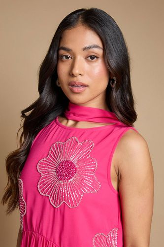 Robe Mi-longue Petite Avec Détail Foulard Et Coutures Main | Taille 46 - Oasis - Modalova
