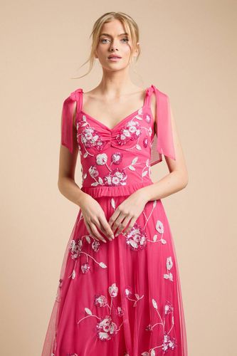 Robe Midaxi À Bretelles Nouées Et Ornements Floraux | Taille 46 - Oasis - Modalova