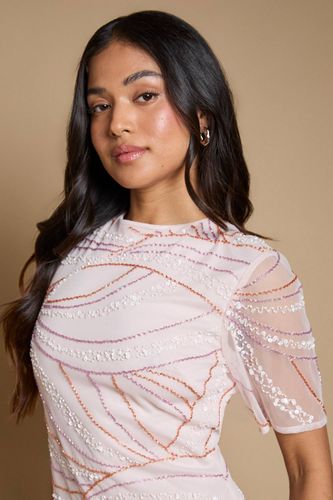 Robe Maxi Petite À Manches Papillon Et Ornements Linéaires | Taille 46 - Oasis - Modalova
