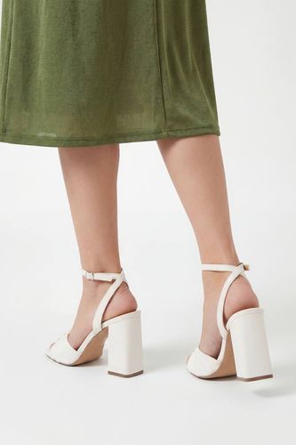 Sandales De Mariée Midyim En Satin Froncé À L'avant Avec Talon Haut Bloc | Taille 41 - Oasis - Modalova