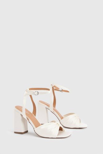 Sandales De Mariée Midyim En Satin Froncé À L'avant Avec Talon Haut Bloc | Taille 41 - Oasis - Modalova