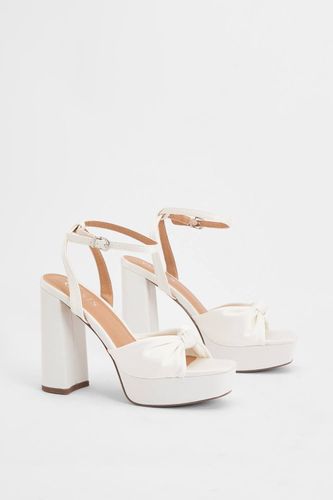Sandales De Mariée Melody À Nœud Frontal En Satin Bout Carré Talon Bloc Haut | Taille 41 - Oasis - Modalova
