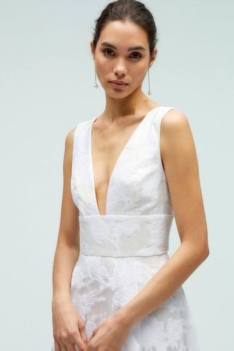 Robe de Mariée Jacquard à Décolleté Plongeant et Jupe Ample | Taille 46 - Coast - Modalova