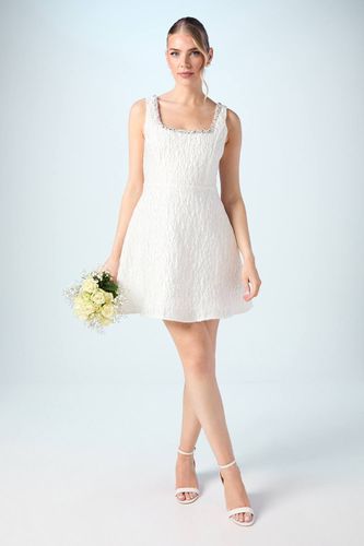 Robe Mini Évasée en Jacquard avec Ornements de Bijoux | Taille 42 - Coast - Modalova