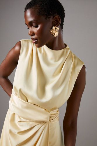 Robe Mi-Longue en Satin avec Taille Torsadée | Taille 40 - Coast - Modalova
