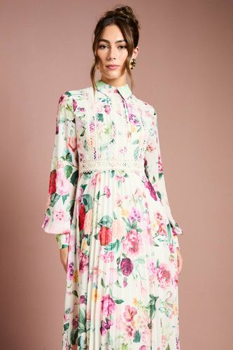 Robe Mi-Longue à Plis avec Finitions en Dentelle | Taille 40 - Coast - Modalova