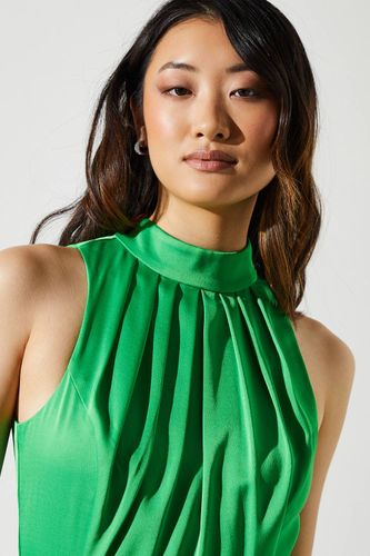 Robe en Crêpe Satiné Sans Manches à Volants et Plis | Taille 46 - Coast - Modalova