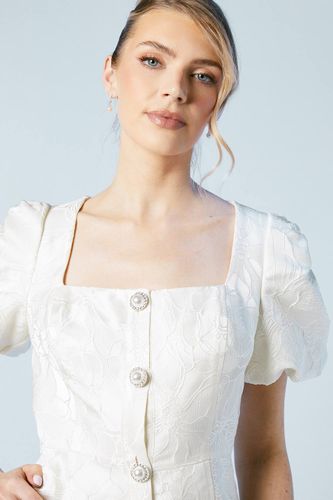 Robe de Mariée Courte à Manches Bouffantes et Boutons Bijoux | Taille 44 - Coast - Modalova