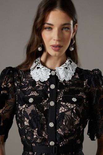 Robe Chemise en Dentelle Couleur Contrastée | Taille 42 - Coast - Modalova