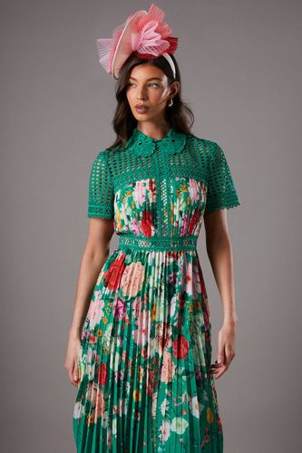Robe Midi Plissée Imprimée Lisa Tan en Dentelle | Taille 46 - Coast - Modalova