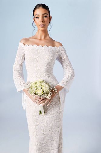 Robe de Mariée Honoured Bardot Boho en Dentelle à Queue de Sirène | Taille 46 - Coast - Modalova