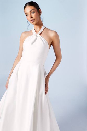 Robe de Mariée Structurée en Satin avec Col Halter et Nœud au Dos | Taille 40 - Coast - Modalova