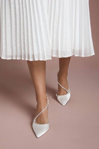 Escarpins de Mariée Kimmie en Satin avec Bride Asymétrique à Strass et Talon Aiguille Haut Bout Pointu | Taille 41 - Coast - Modalova