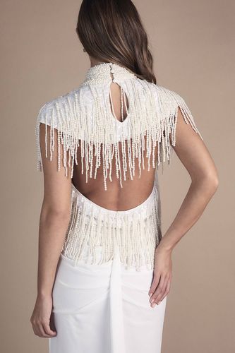 Robe de Mariée Ornée de Perles à Col Montant avec Franges | Taille 46 - Coast - Modalova
