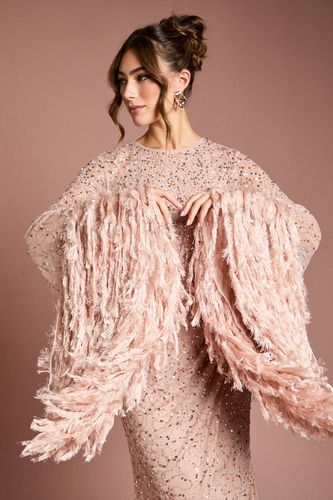 Robe Longue de Soirée Noire Ornée de Sequins et Bordure de Plumes | Taille 40 - Coast - Modalova