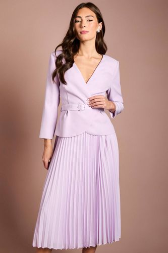 Robe Midi Plissée à Manches Longues et Corsage en Crêpe | Taille 46 - Coast - Modalova