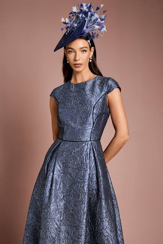 Robe Midi Lisa Tan à Manches Courtes en Jacquard et Jupe Ample | Taille 46 - Coast - Modalova