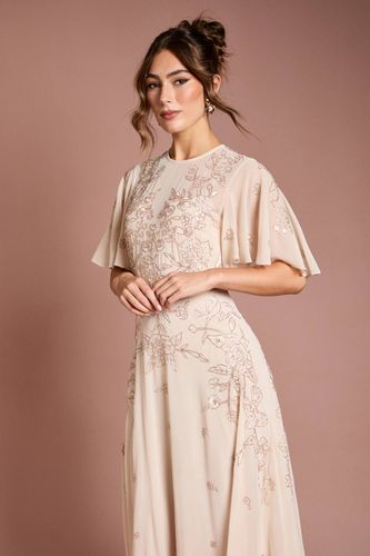 Robe Longue À Manches Papillon Brodée De Fleurs Et Ornée De Perles | Taille 38 - Coast - Modalova