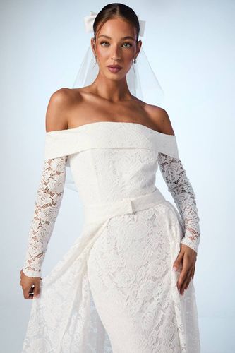 Robe de Mariée en Dentelle à Manches Longues Bardot avec Jupe Amovible | Taille 38 - Coast - Modalova