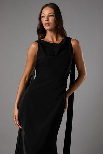 Robe Longue en Crêpe avec Détail Mousseline et Dos Drapé | Taille 44 - Coast - Modalova